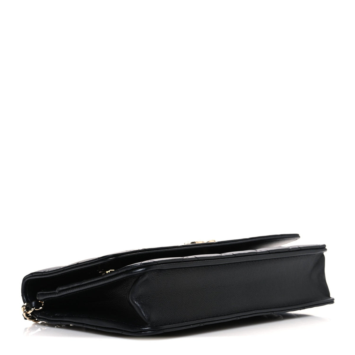 Lambskin Pearl Strass Quilted CC Wallet on Chain WOC Black