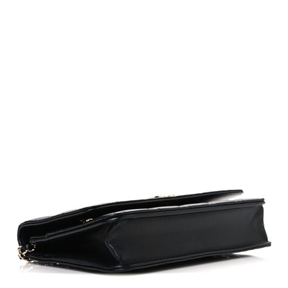 Lambskin Pearl Strass Quilted CC Wallet on Chain WOC Black