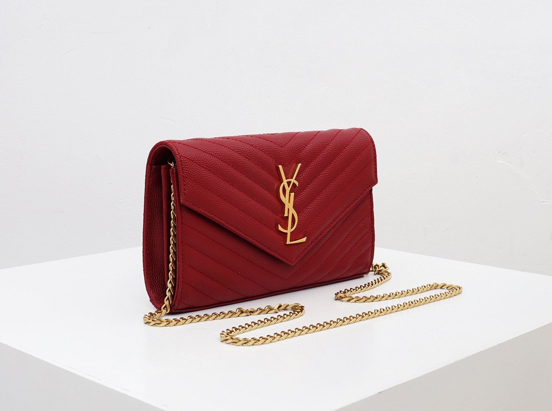 Saint Laurent YSL Red Chain Wallet