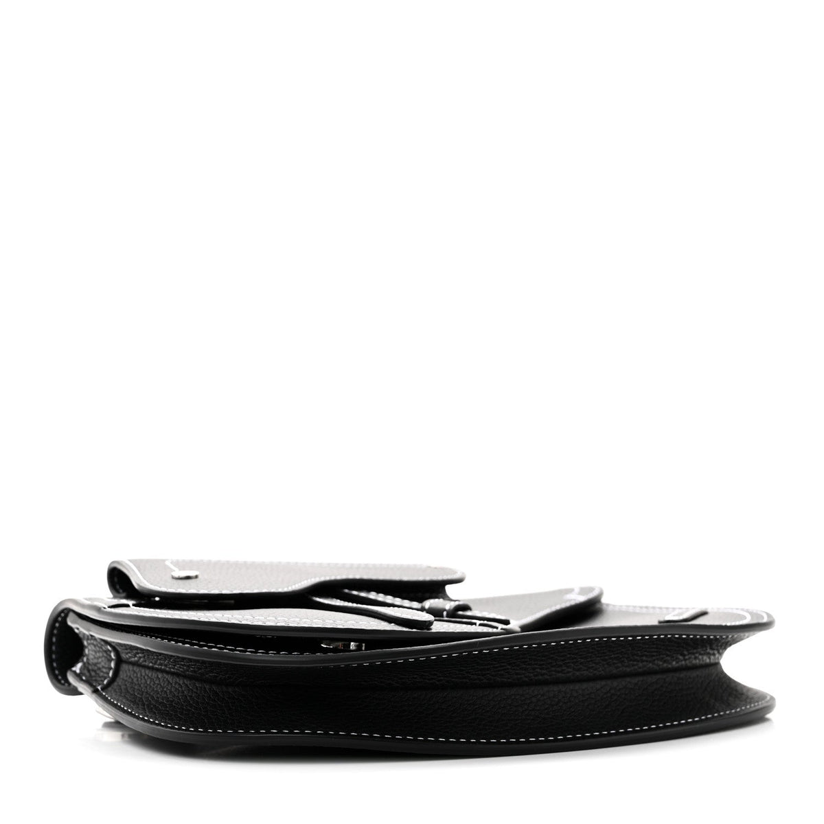 X KAWS Grained Calfskin Saddle Pouch Black
