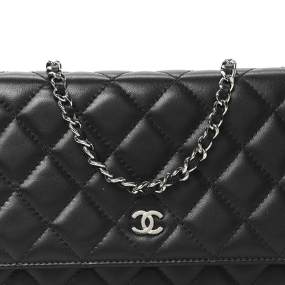 Lambskin Quilted Wallet On Chain WOC Black