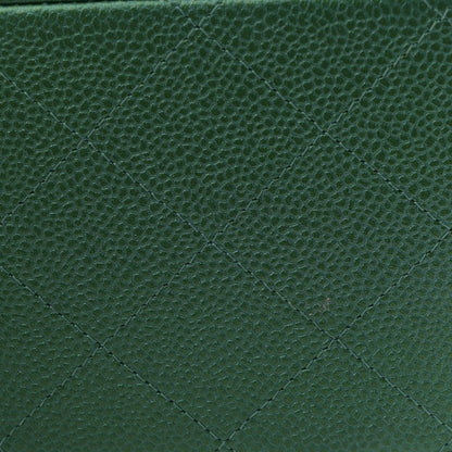 Metallic Caviar Quilted Jumbo Double Flap Green