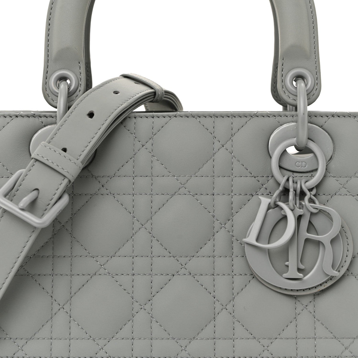 Ultra Matte Calfskin Cannage Medium Lady Dior Grey Stone