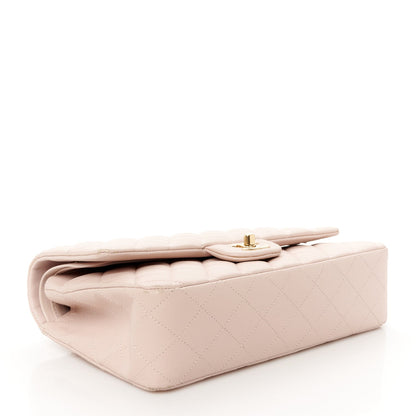 Lambskin Quilted Medium Double Flap Light Pink