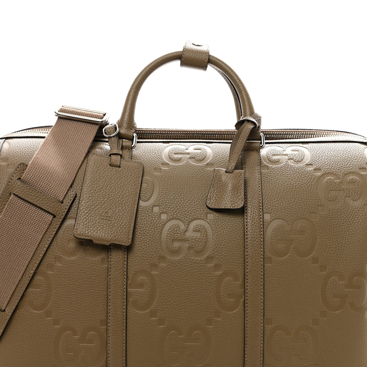 Piuma Calfskin Jumbo GG Embossed Large Duffle Bag Good Taupe