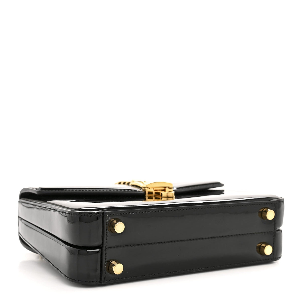 Mousse Top Patent Mini Sylvie 1969 Top Handle Bag Black