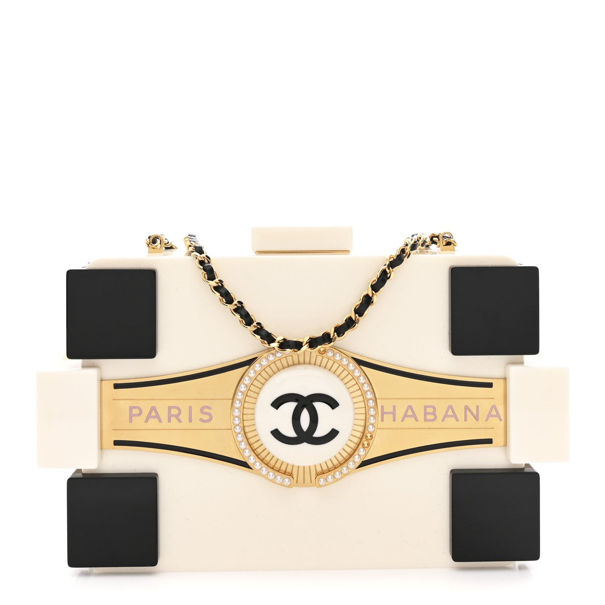 Plexiglass Boy Brick Havana by Night Clutch White Black