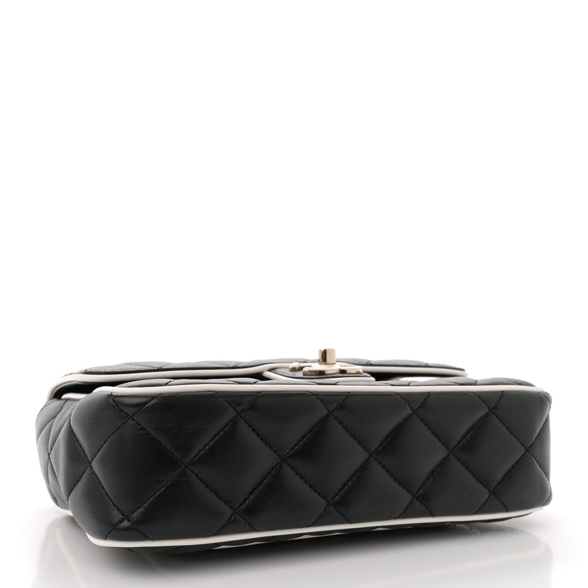 Lambskin Quilted Resin CC Flap Bag Black White