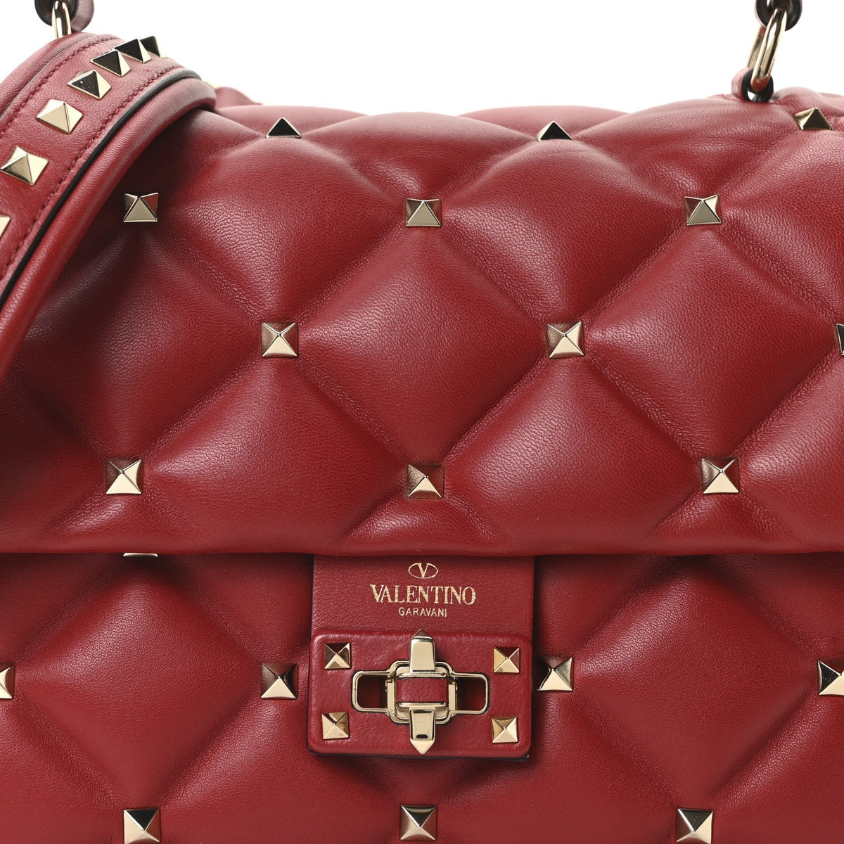 Nappa Medium Candystud Top Handle Bag Rosso Valentino