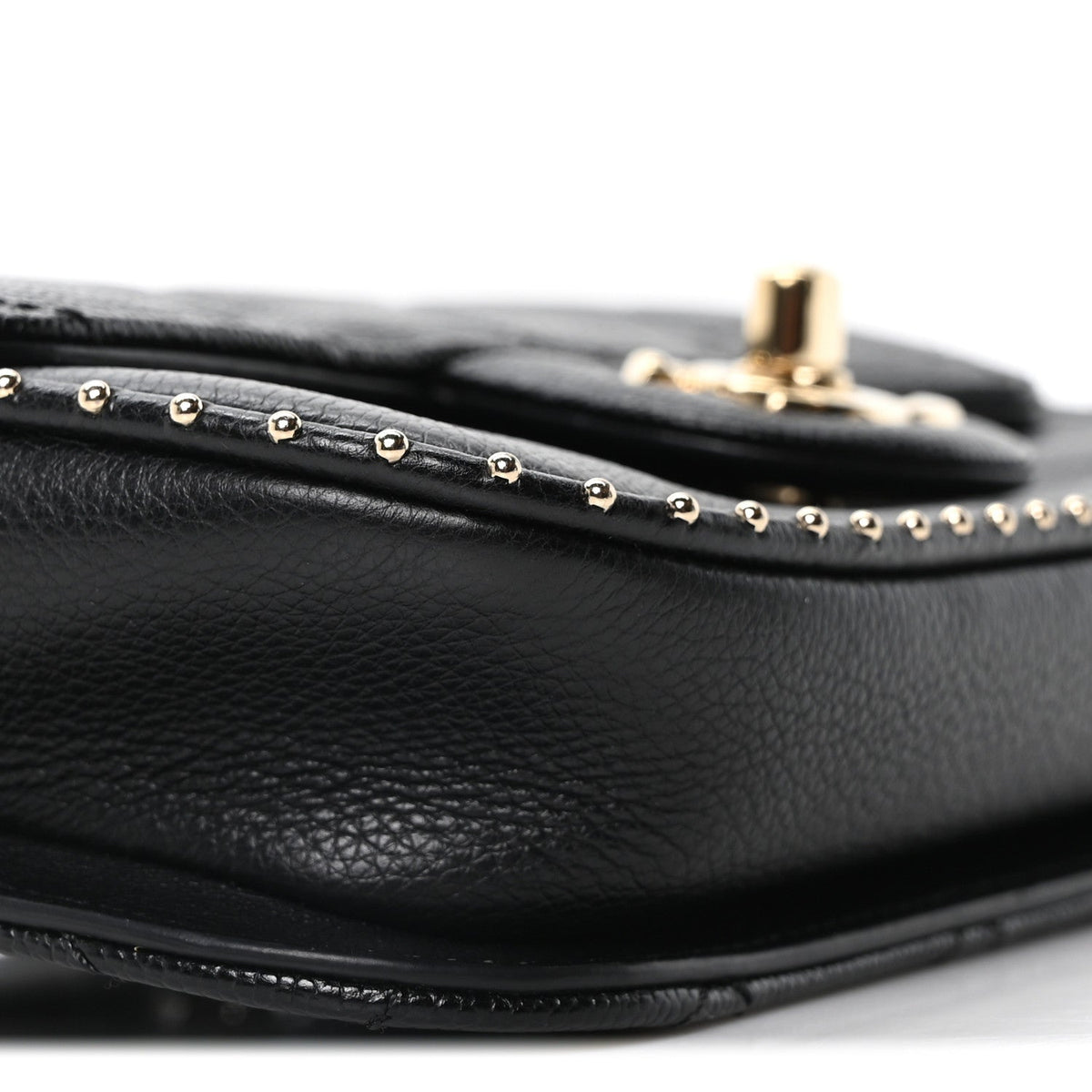 Caviar Quilted Studded Flap Waist Bag Black