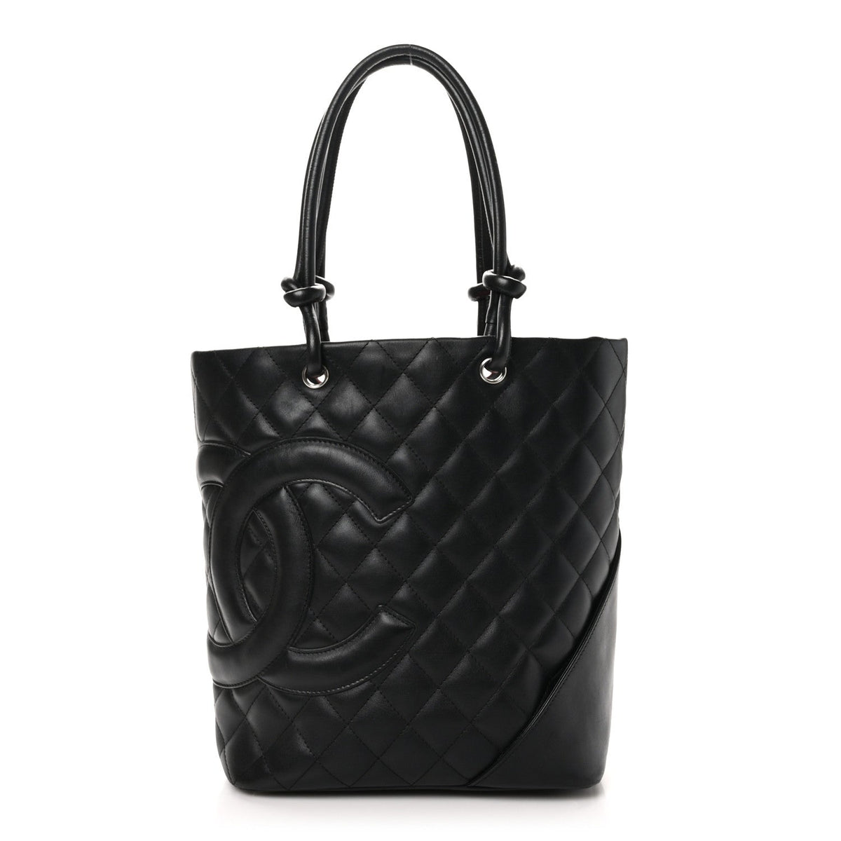 Calfskin Quilted Medium Cambon Tote Black
