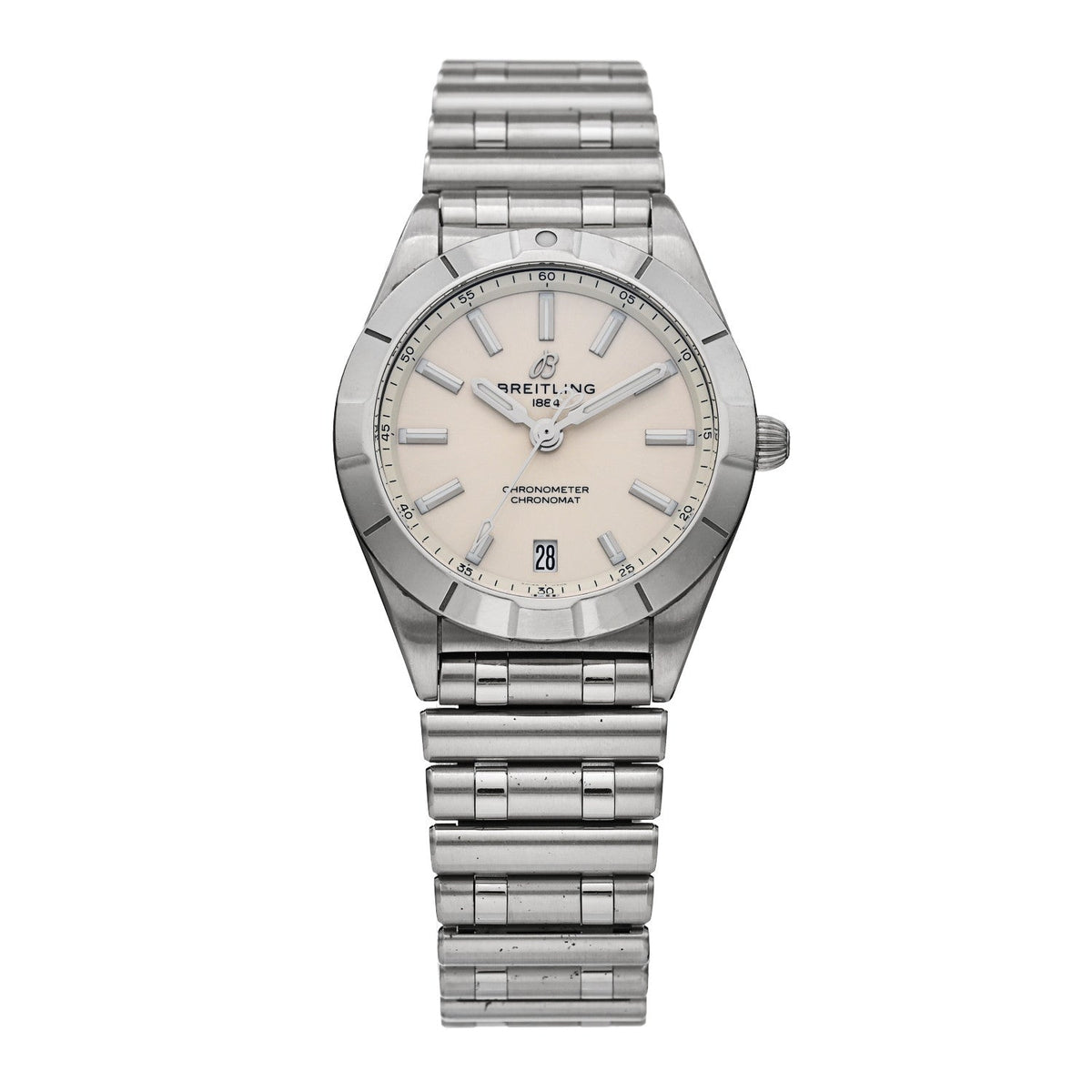 Stainless Steel 32mm Chronomat Quartz Watch White A77310101A2A1