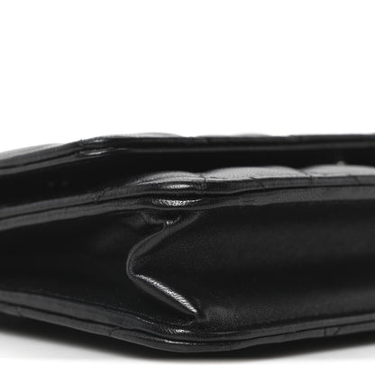 Lambskin Quilted Wallet On Chain WOC Black