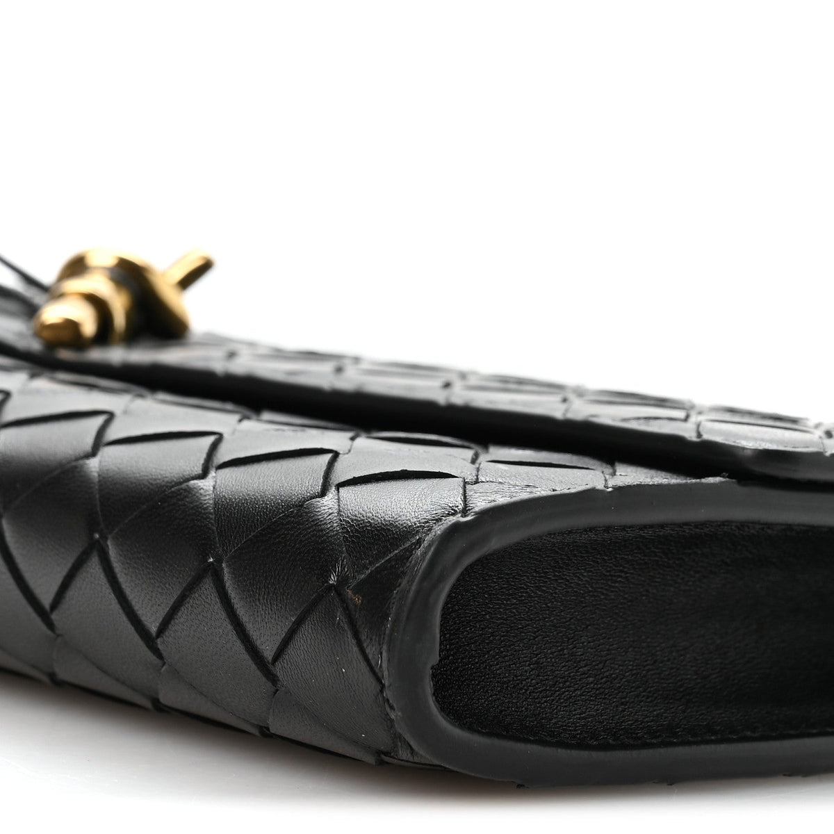 Nappa Intrecciato Long Andiamo Top Handle Clutch Black