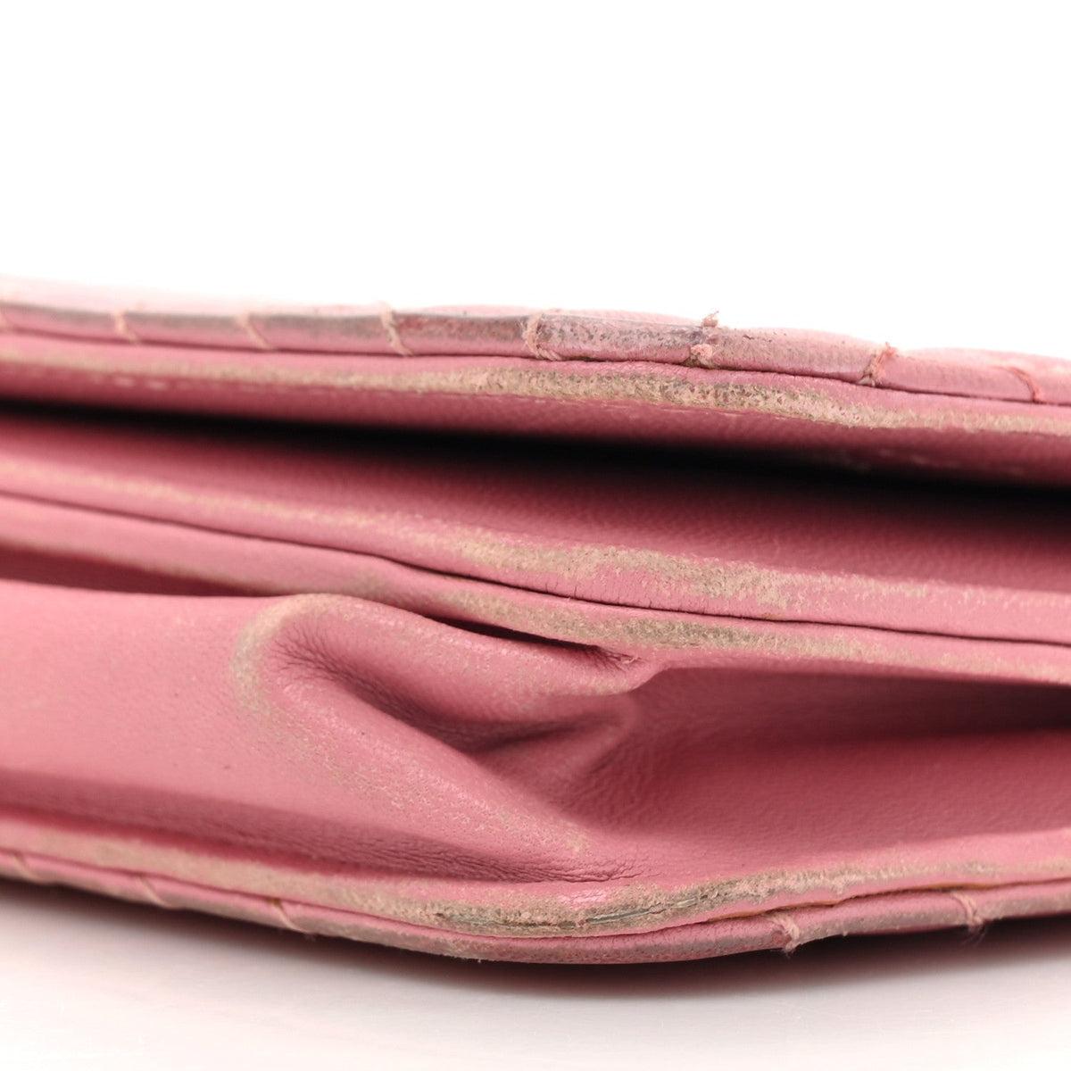 Lambskin Quilted CC Crossing Wallet On Chain WOC Pink