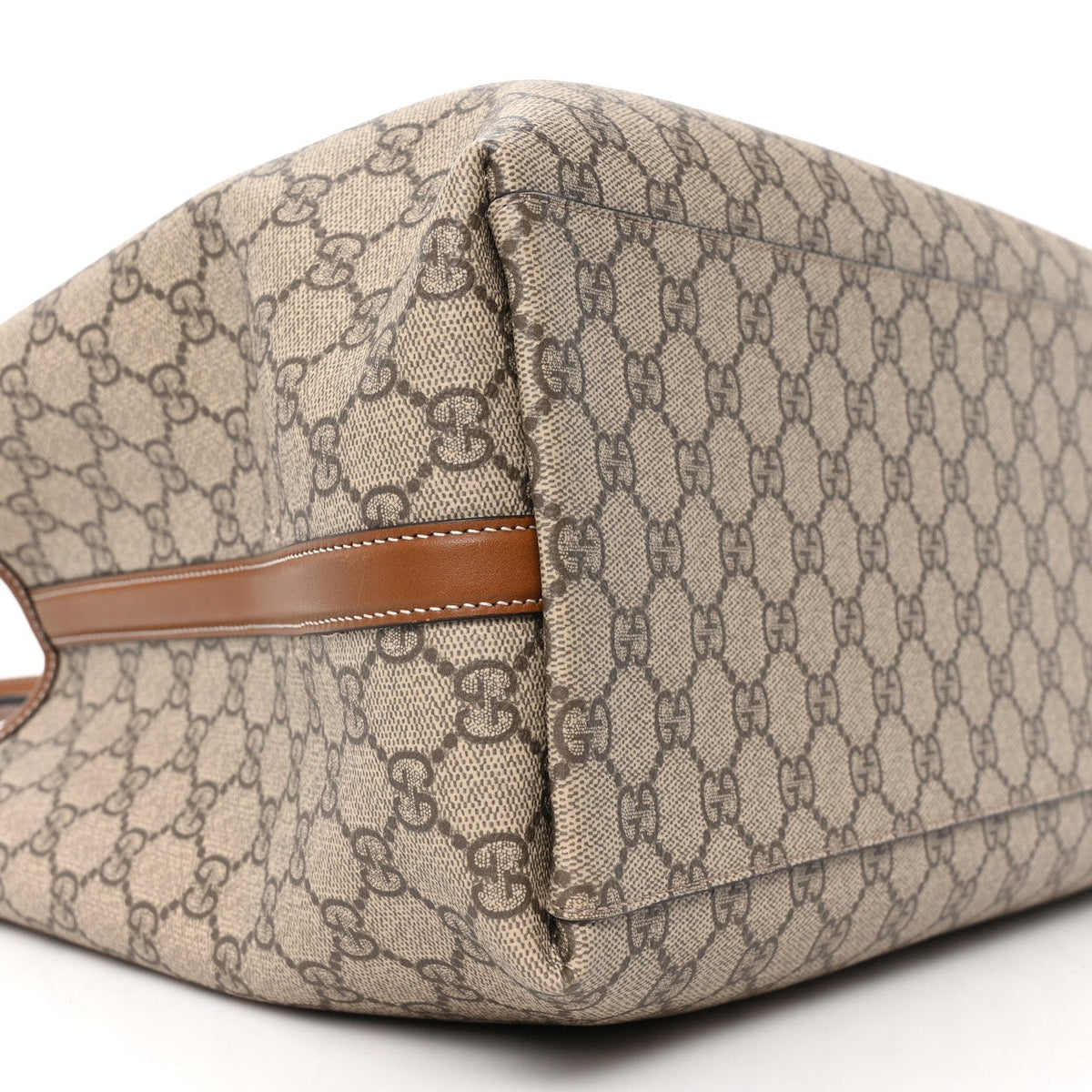GG Supreme Monogram Emblem Large Tote Bag Beige Dark Brown