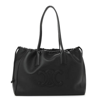 Calfskin Cuir Triomphe Cabas Drawstring Black