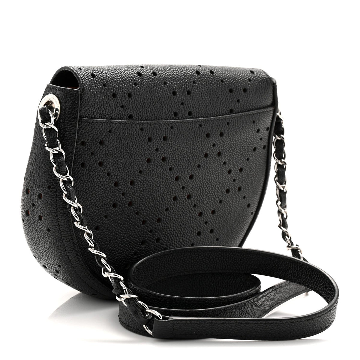 Caviar Perforated Messenger Bag Black