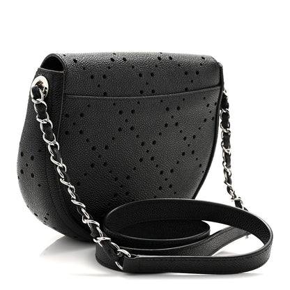 Caviar Perforated Messenger Bag Black