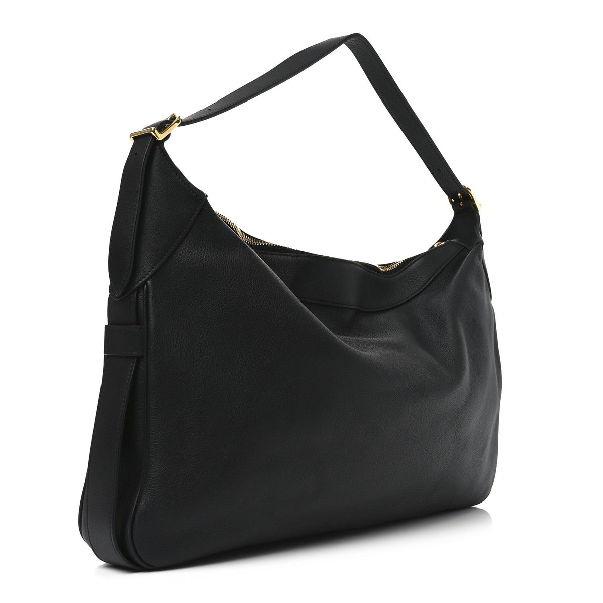 Supple Calfskin Large Romy Shoulder Bag Black