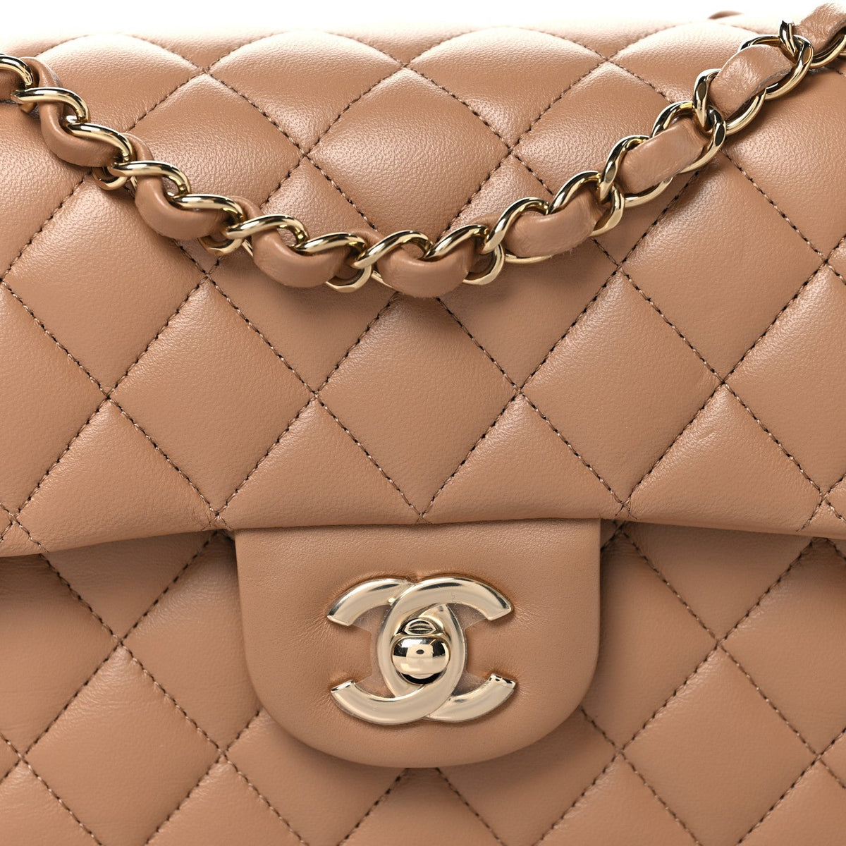 Lambskin Quilted Small Double Flap Brown