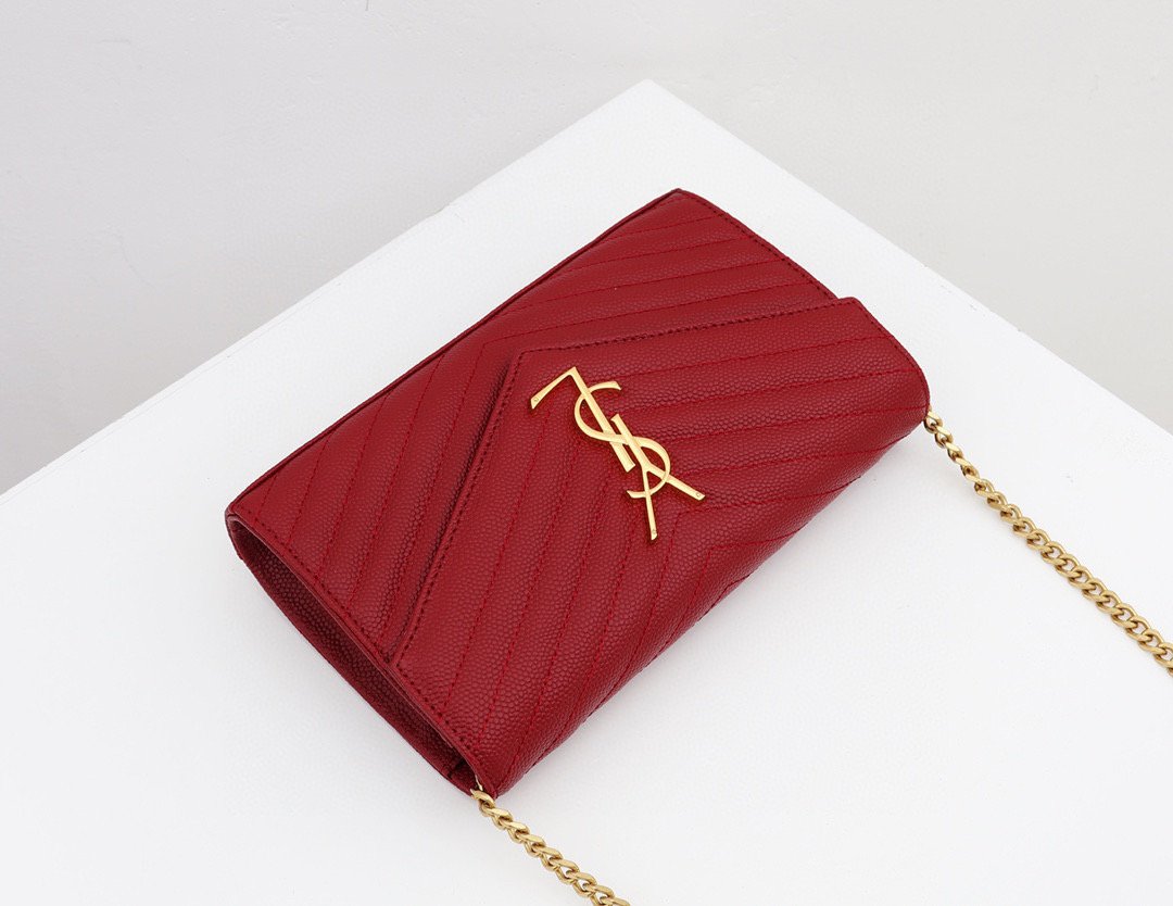 Saint Laurent YSL Red Chain Wallet