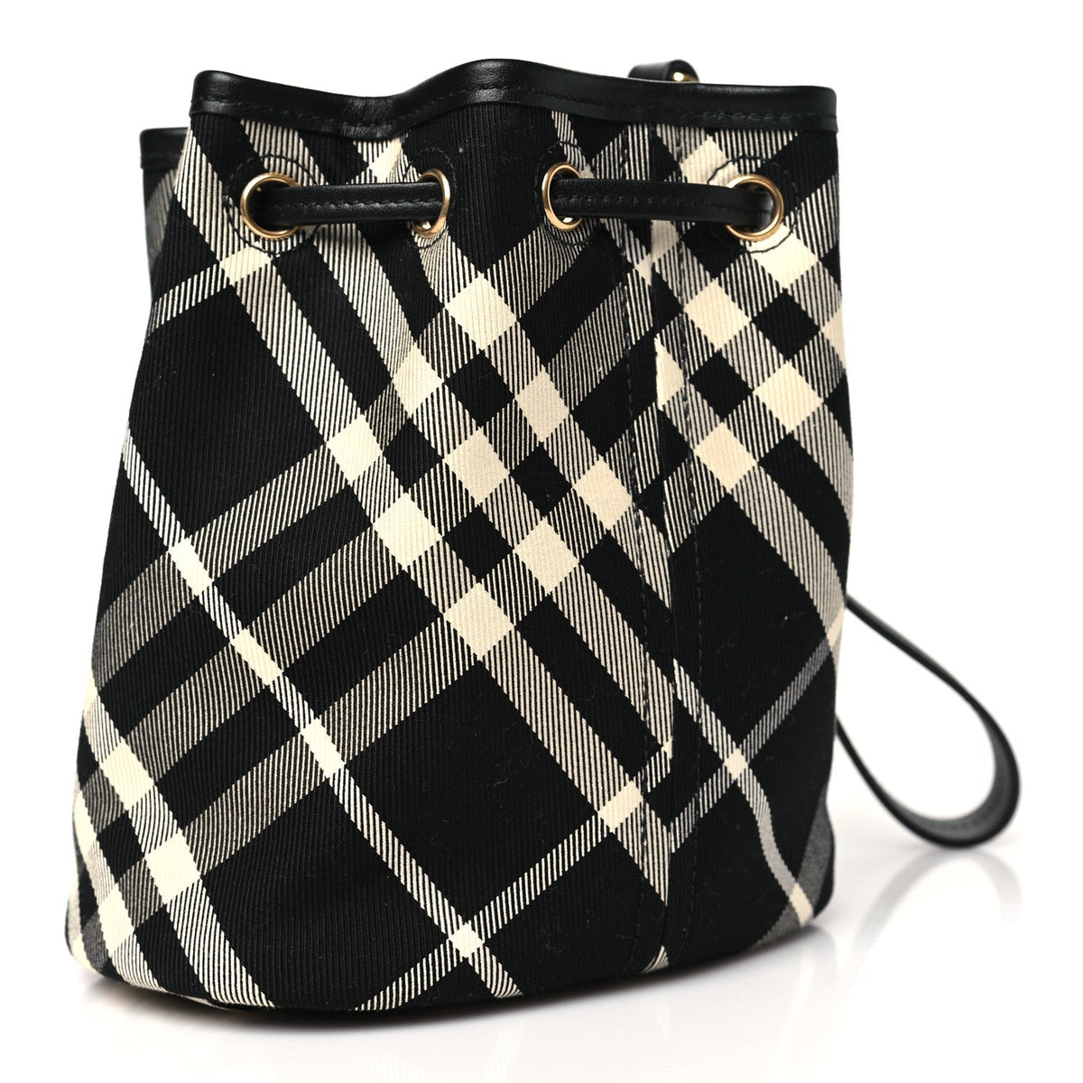 Check Mini Drawstring Pouch Black Calico