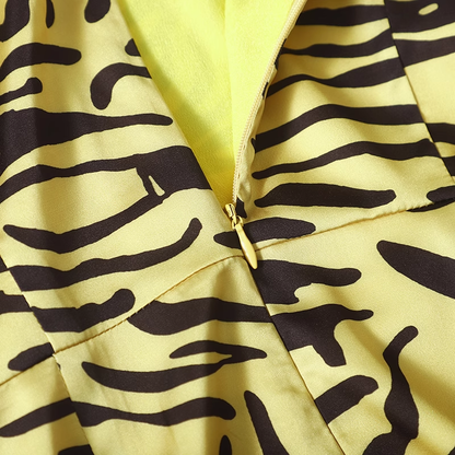 Yellow Leopard Print Off-the-shoulder Design Sheath Party Dress, D1415