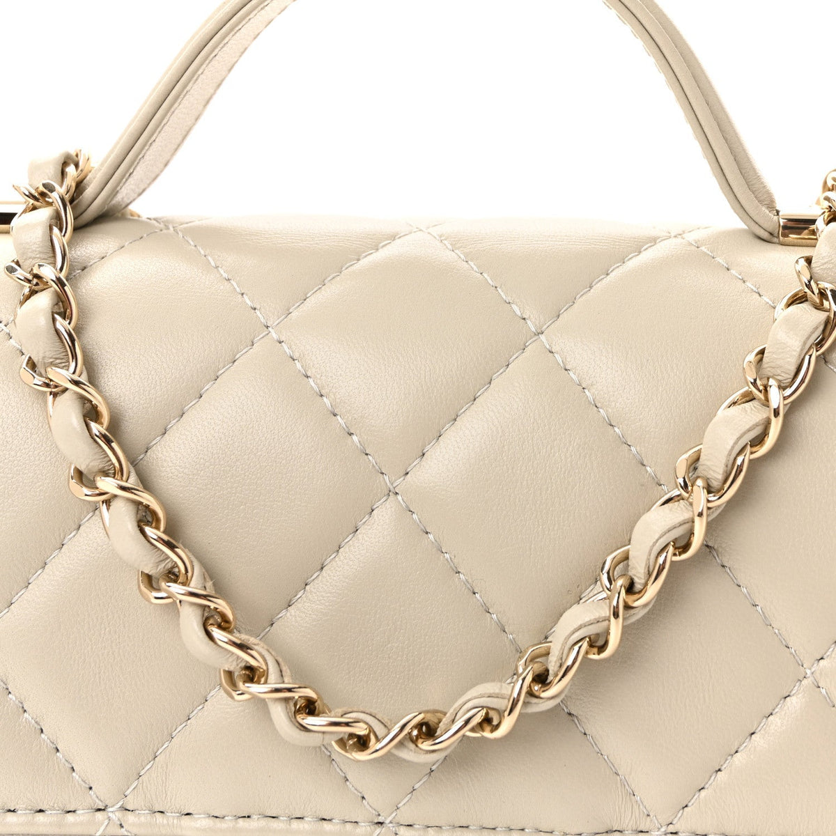 Lambskin Quilted Small Flap Top Handle Bag Grey