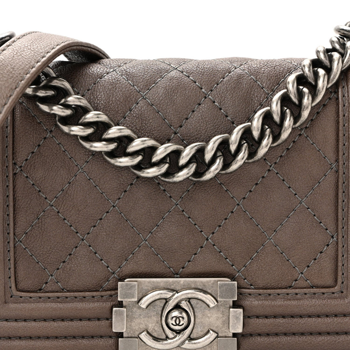 Caviar Quilted Small Boy Flap Dark Brown