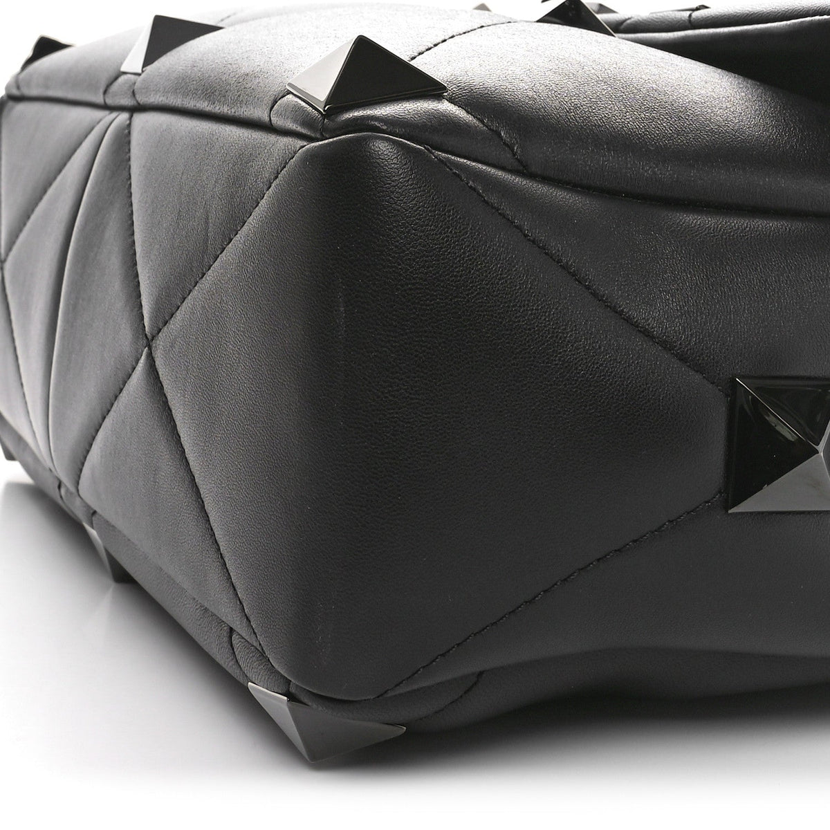 Nappa Monochrome Large Roman Stud Shoulder Bag Black