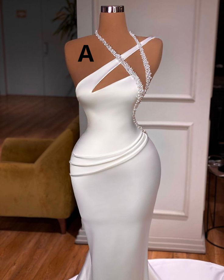 Vintage Spaghetti Strap Mermaid Wedding Dress Prom Dress ,MD6636