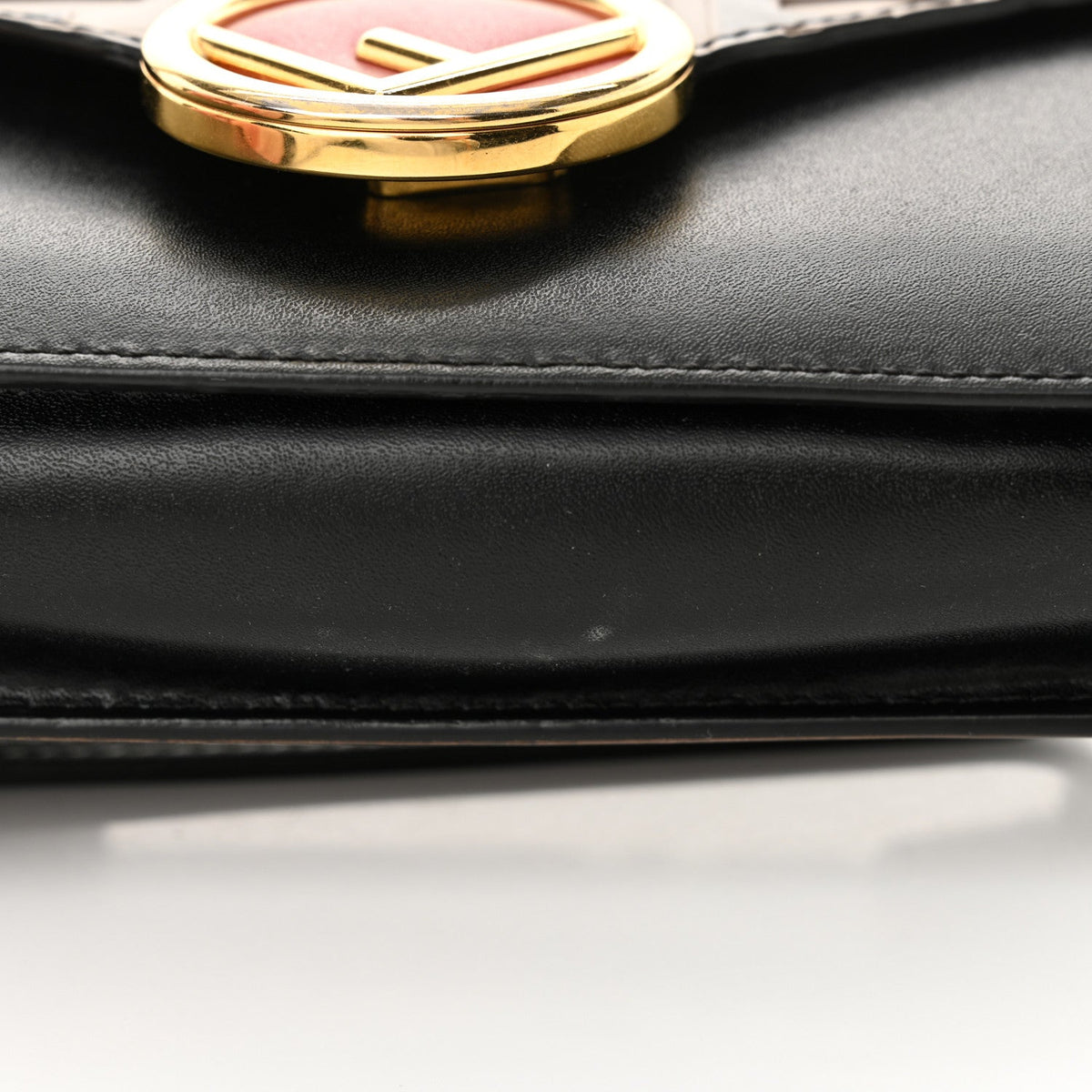 Vitello Liberty F is Fendi Bi-Color FF 1974 Embossed Envelope Belt Bag Maya Black
