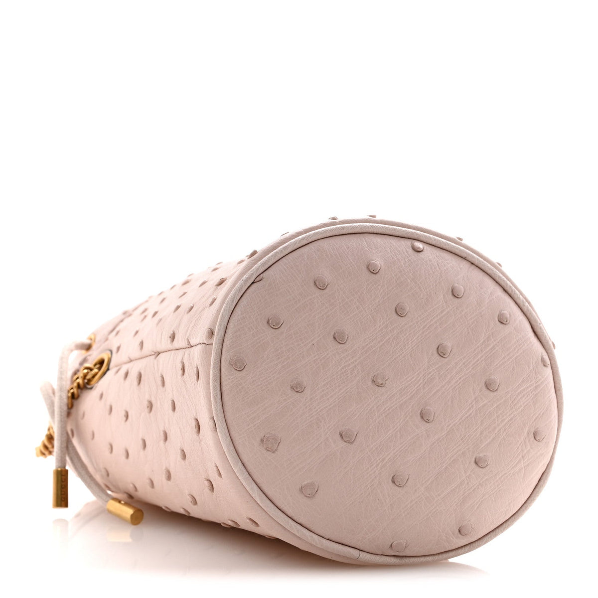Ostrich Mini GG Marmont 2.0 Bucket Bag Light Pink