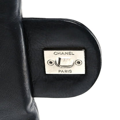 Calfskin Embossed Large Lucky Symbols Flap Black