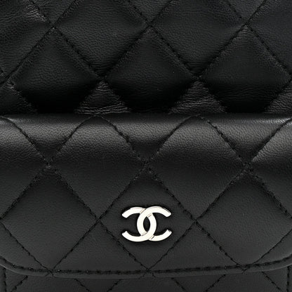 Lambskin Quilted CC Mini Classic Backpack Black