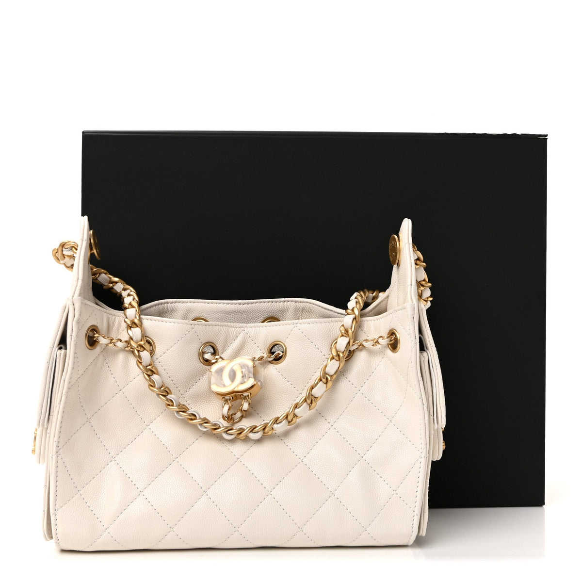 Caviar Quilted Mini Chanel 25 Handbag White