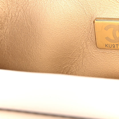 Lambskin Quilted Mini CC Crystal Logo Chain Flap White