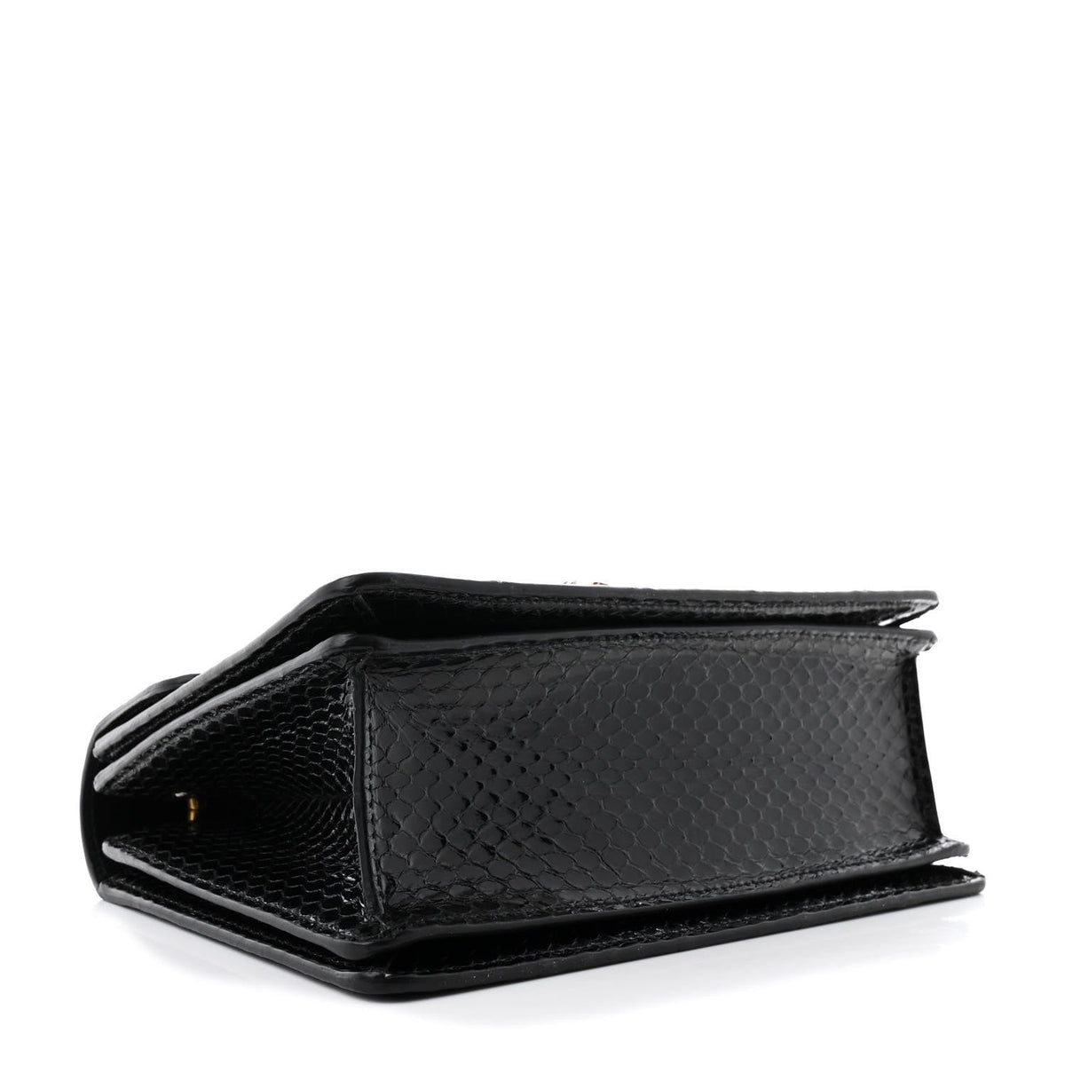 Snakeskin Sylvie Web Small Queen Margaret Top Handle Bag Black