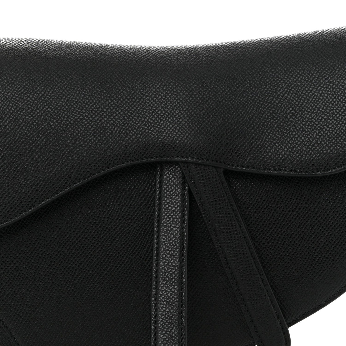 Grained Calfskin Saddle Bag Black