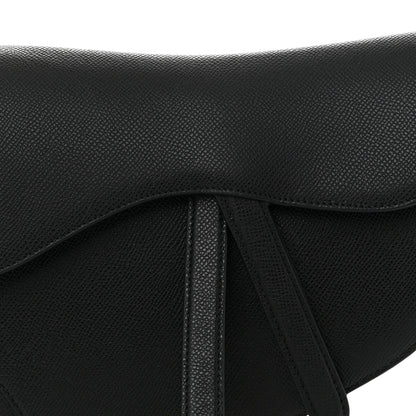 Grained Calfskin Saddle Bag Black