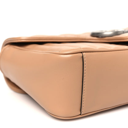 Calfskin Matelasse Aria Small GG Marmont Shoulder Bag Camelia