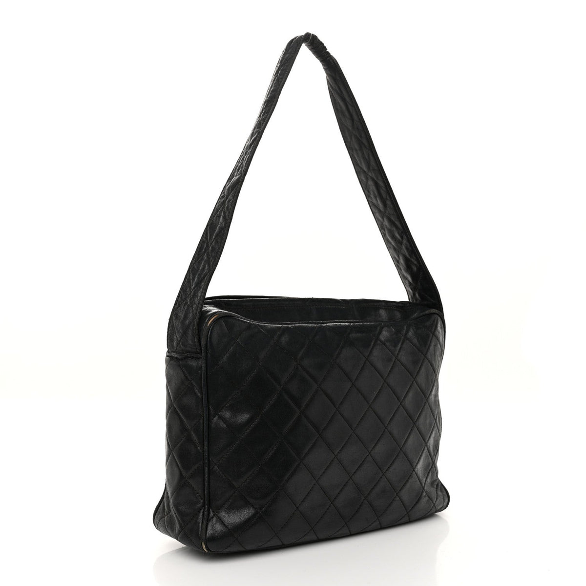Lambskin Quilted CC Tassel Camera Case Black
