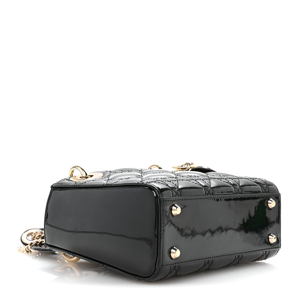 Patent Cannage Mini Lady Dior Black