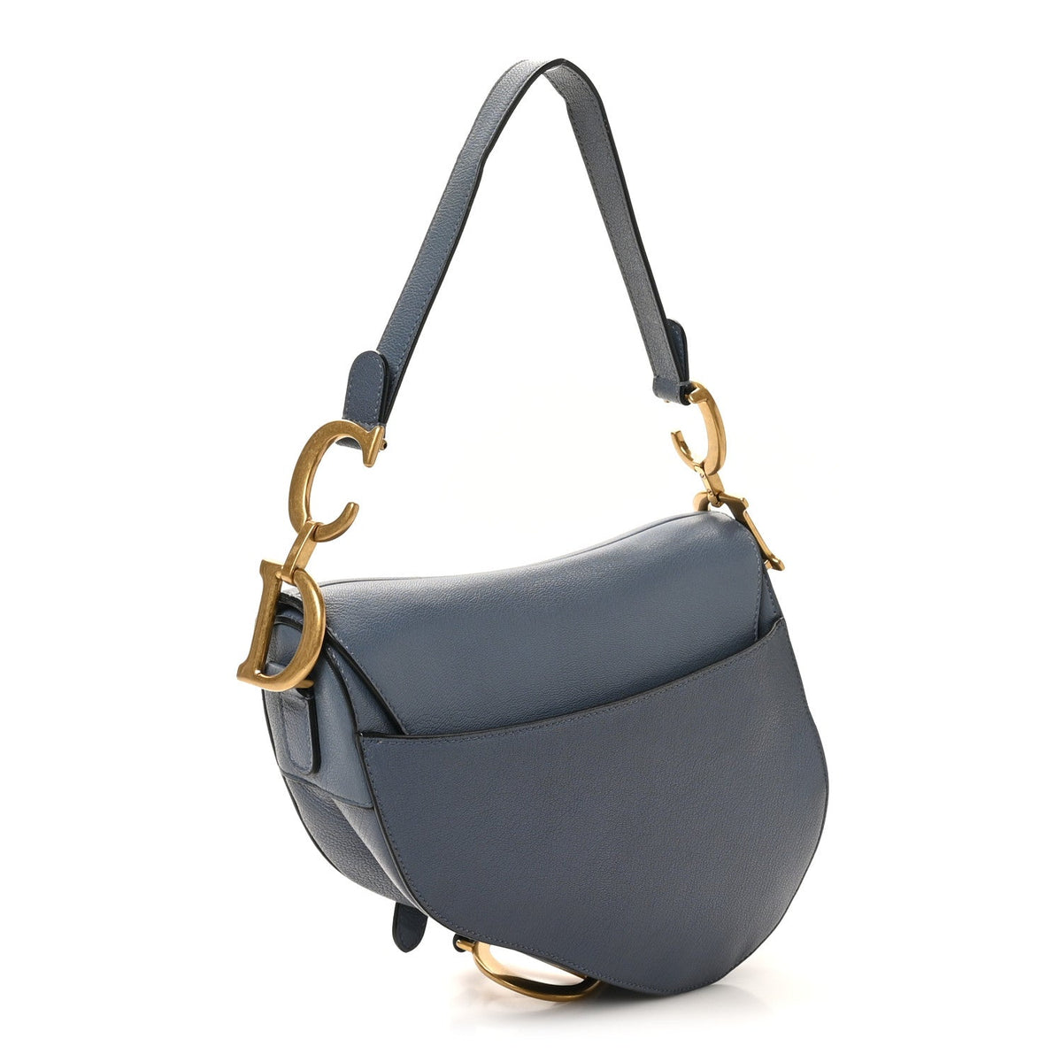 Shiny Goatskin Saddle Bag Cloud Blue