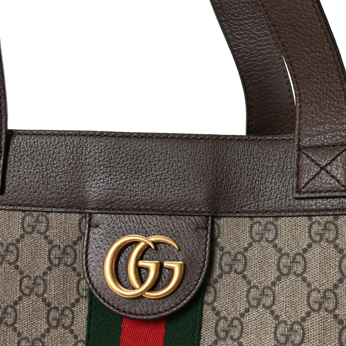 GG Supreme Monogram Web Large Ophidia Vertical Shopping Tote Brown