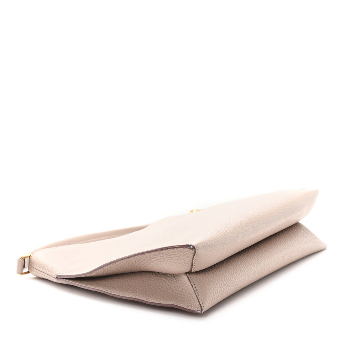 Pebbled Calfskin Small Alix Padlock Zip Hobo Bag Beige