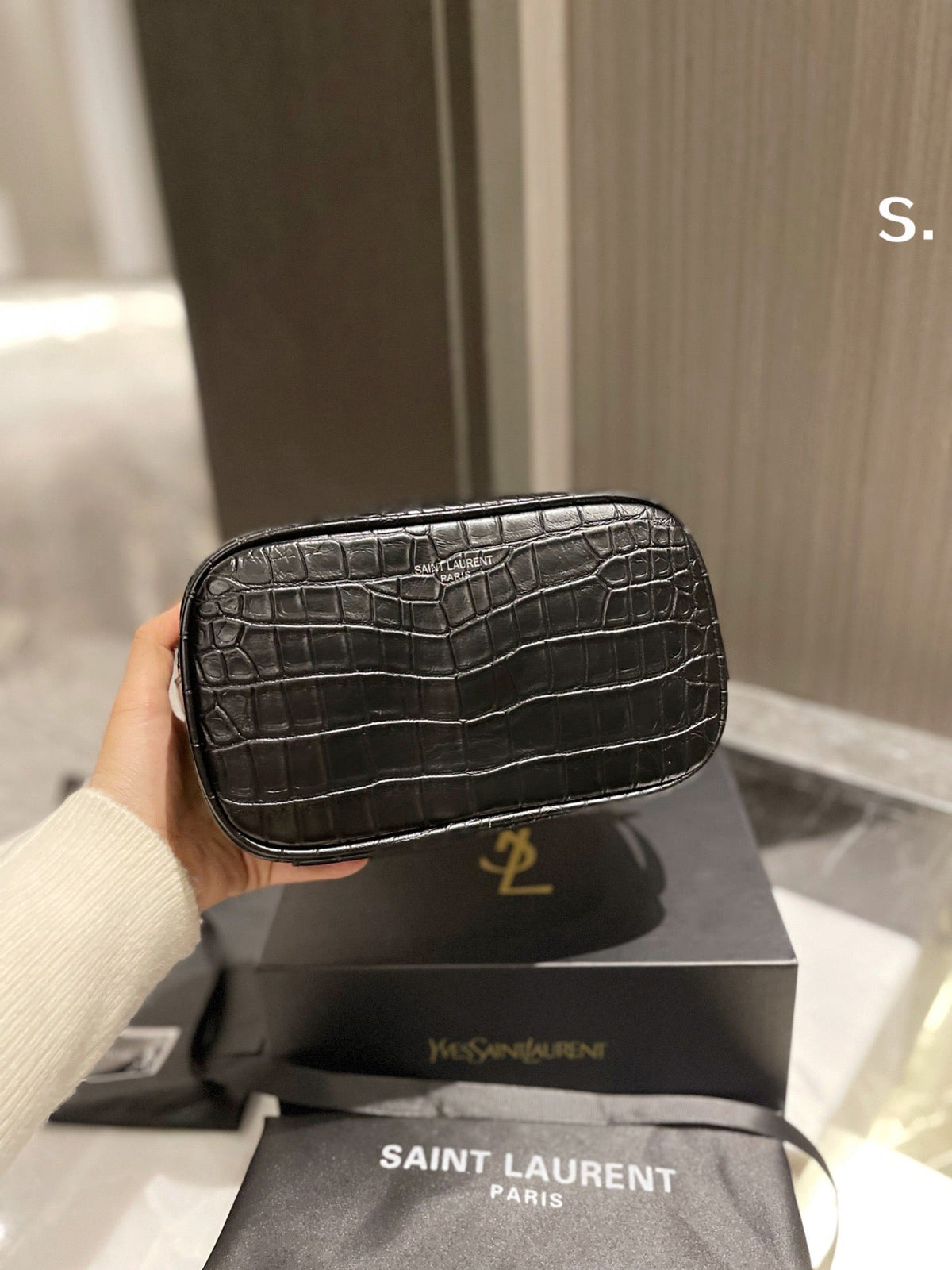 YSL Lou Croc-Embossed Camera Bag