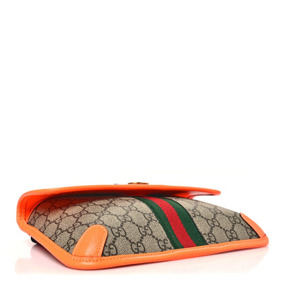GG Supreme Monogram Web Small Ophidia Belt Bag Beige Ebony Orange Fluo