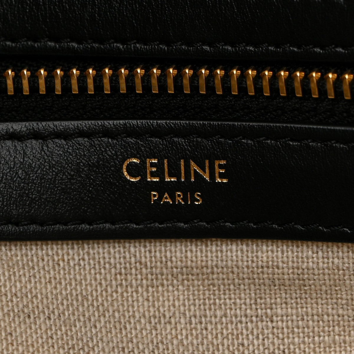 Canvas Calfskin Triomphe Embroidered Horizontal Cabas Black